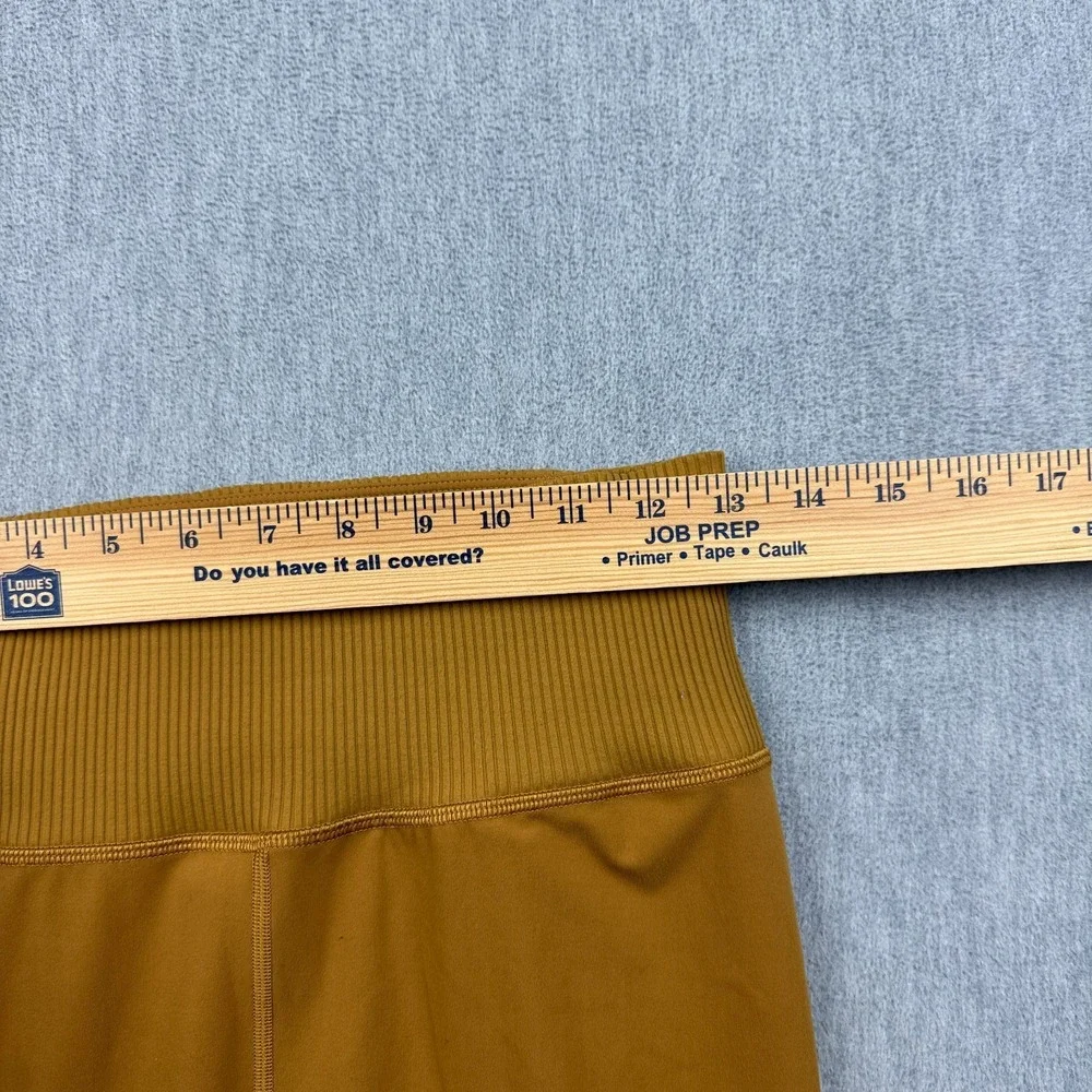 Vuori Leggings Womens Large Gold Rib Studio High Waist Yoga Gym Performance Pant